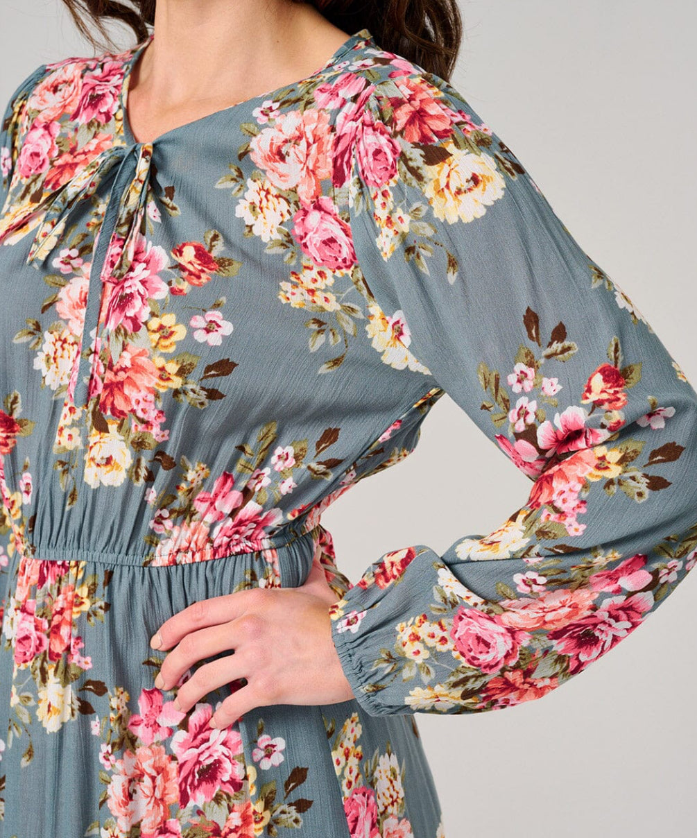 Elastic Waist Floral Maxi Dress