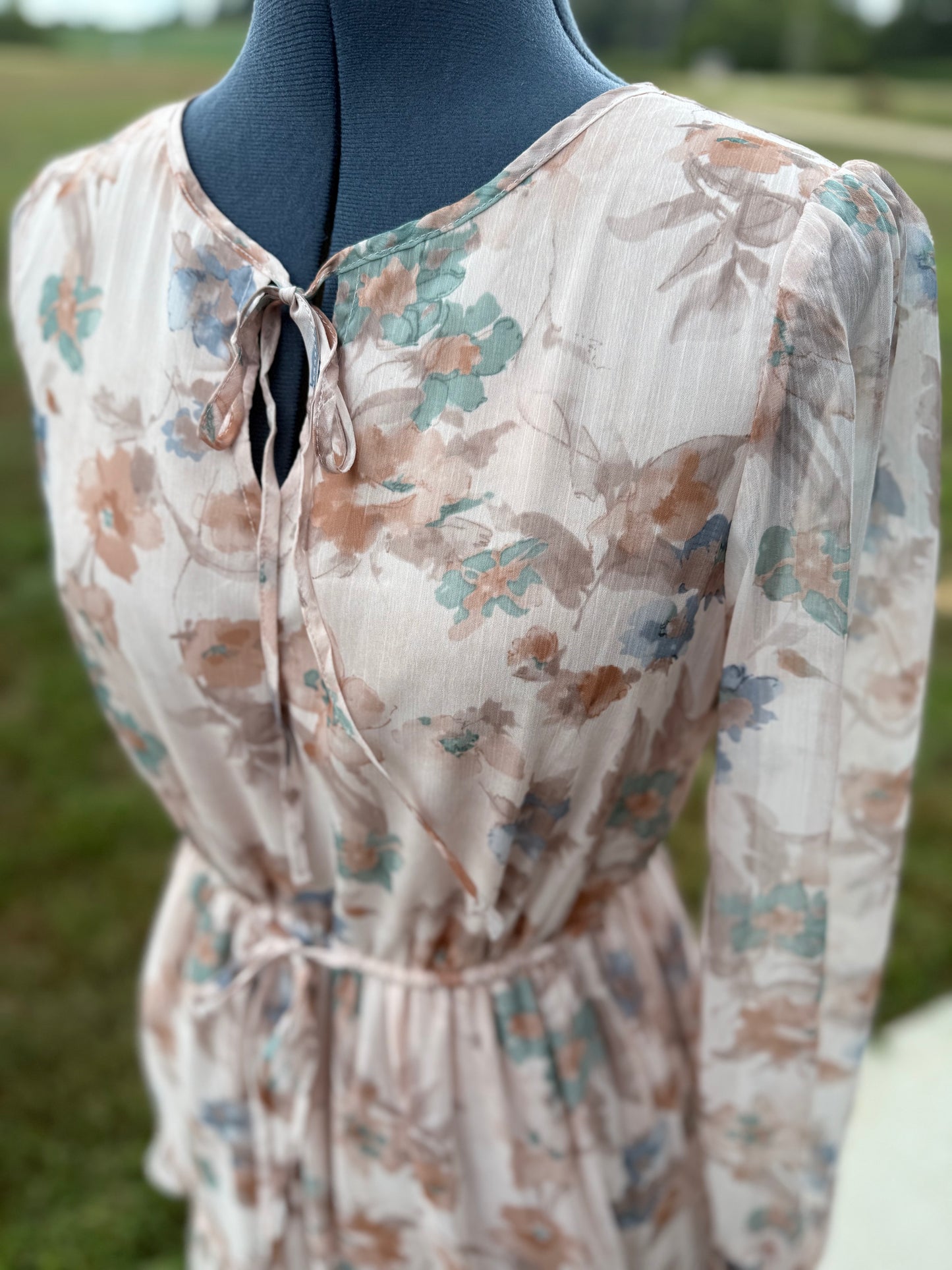 Taupe Multi Floral Dress