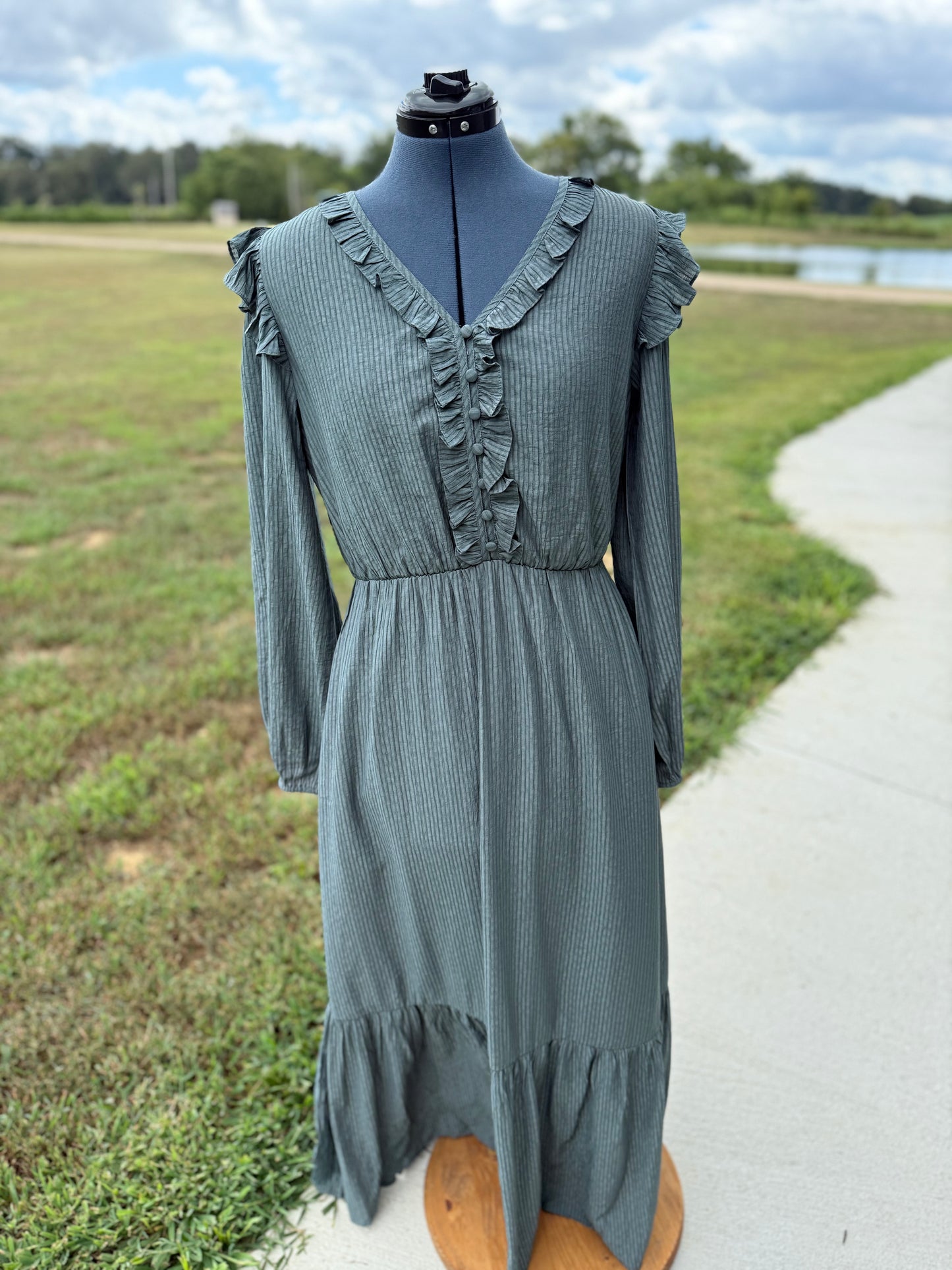 Textured Button Down Maxi Dress