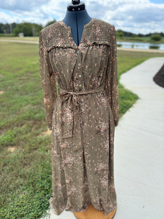 Dark Green Floral Maxi Dress