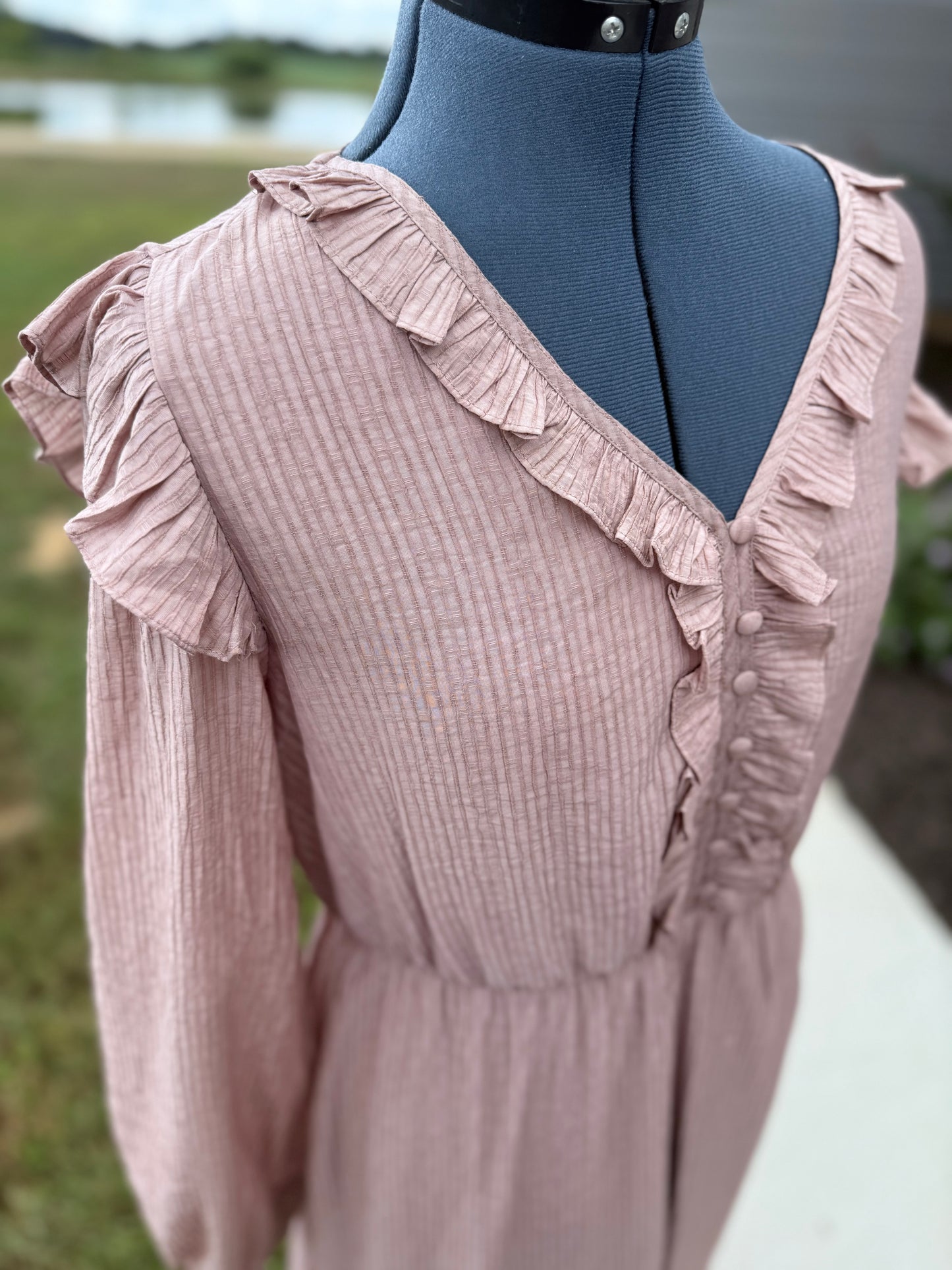 Textured Button Down Maxi Dress
