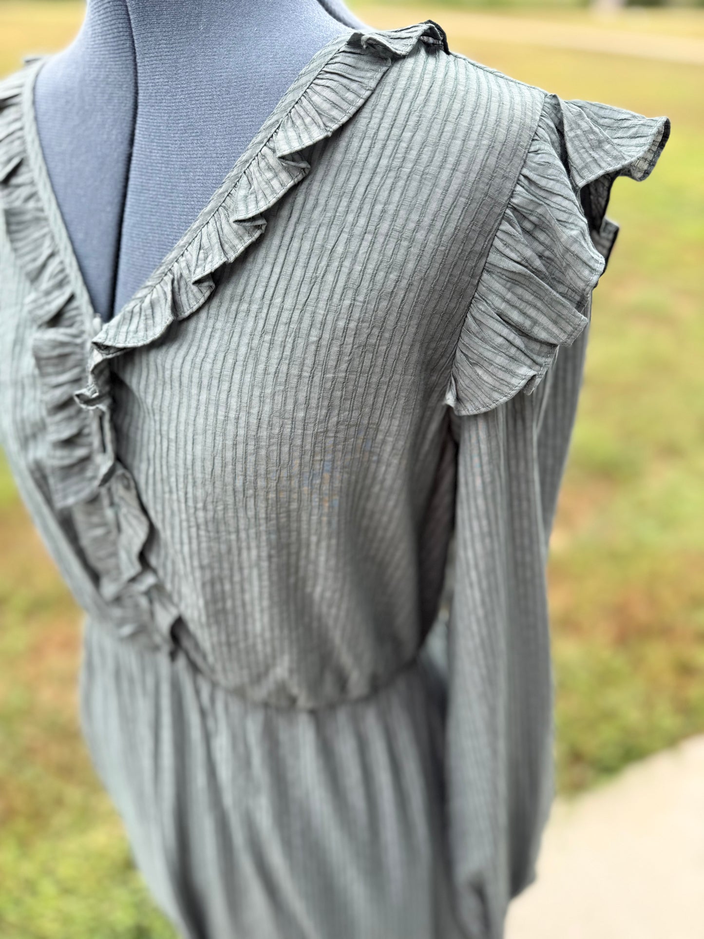 Textured Button Down Maxi Dress