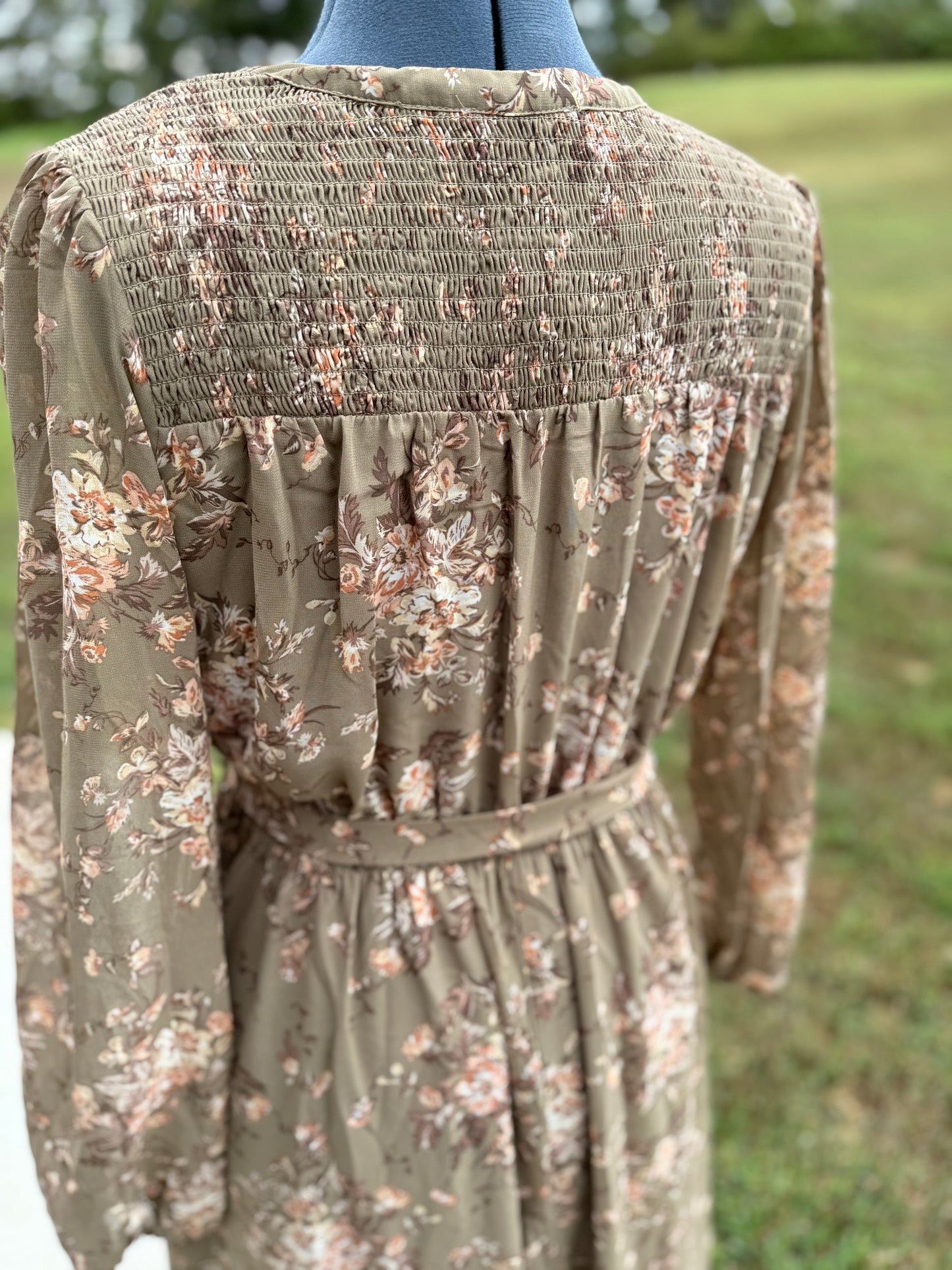 Dark Green Floral Maxi Dress