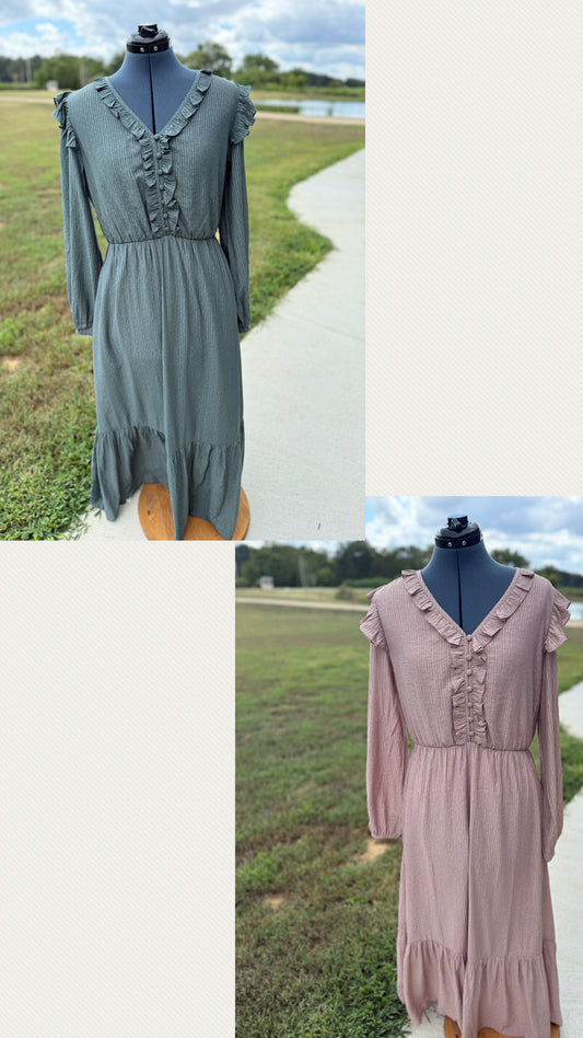 Textured Button Down Maxi Dress